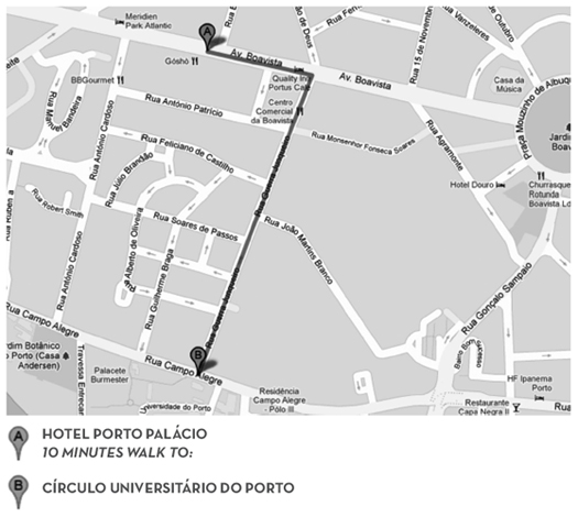 Map to the restaurant of the Dinner Party 